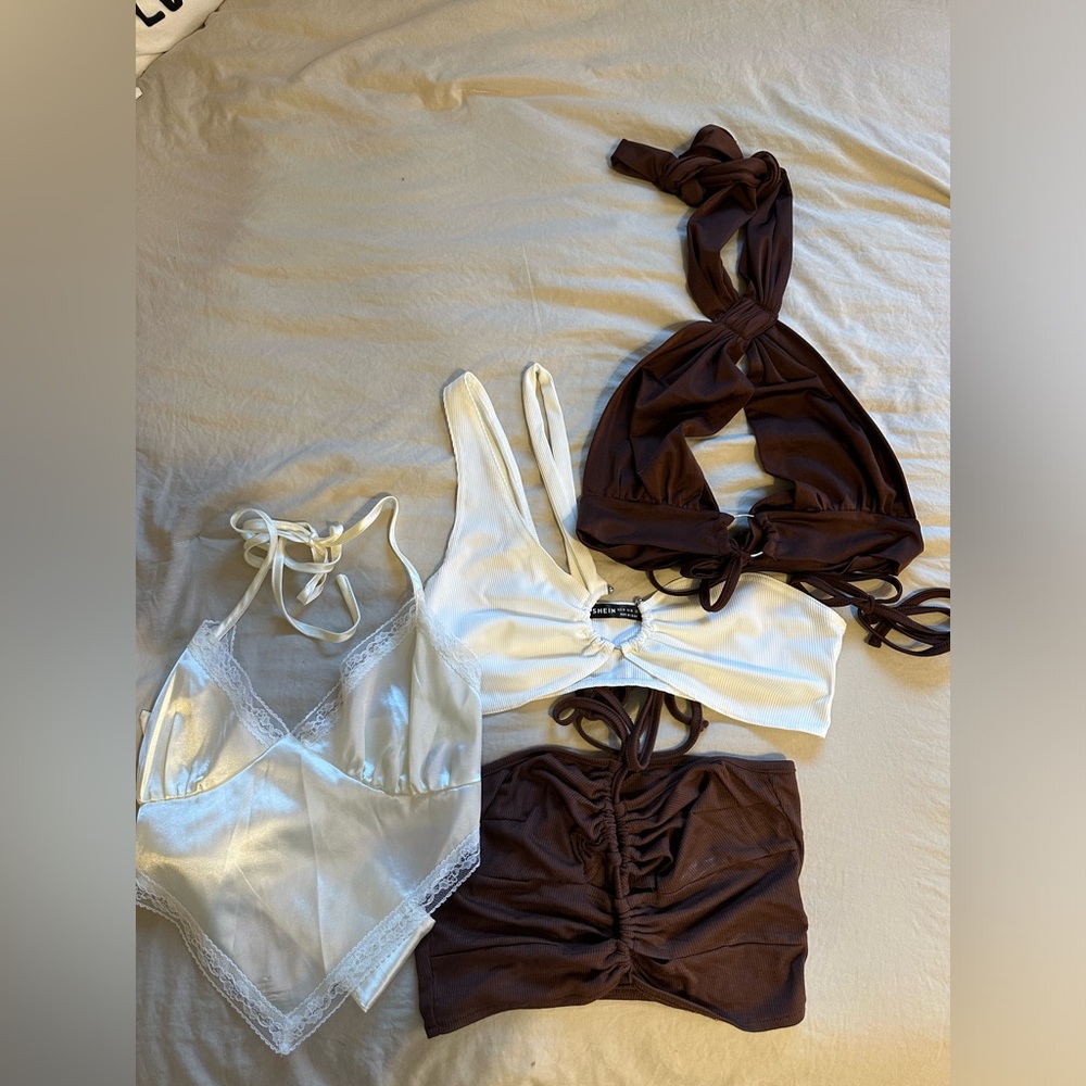 Shein Brown and White Top Bundle. All Size M/ 6!!